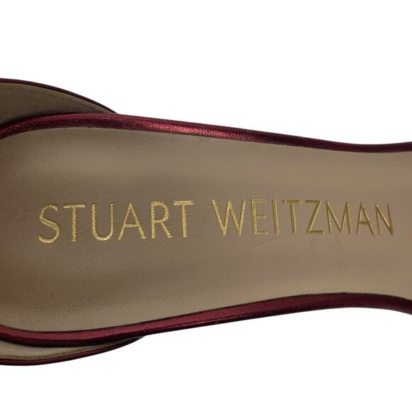Stuart Weitzman Nudistcurve 100 Strap Sandals Liquid Metallic Red Size 8 - Picture 11 of 11